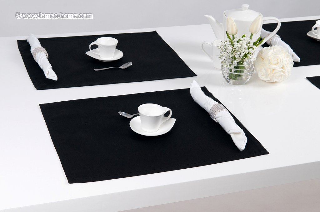 Tischset in Schwarz aus 100% Baumwolle. Platzset, Platzdeckchen.Lemos-Home ®