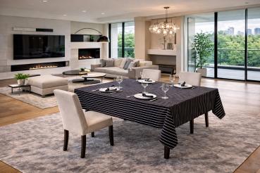 Preview: Tischdecke - Zebra – Stoff mit feiner Streifenstruktur