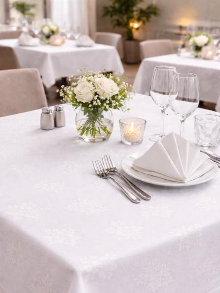 Tischdecke - Classica – hochwertiger weißer Damaststoff