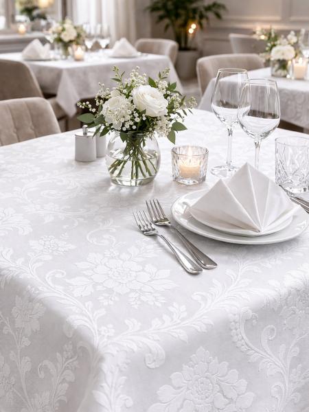 Tischdecke - Classica – hochwertiger weißer Damaststoff